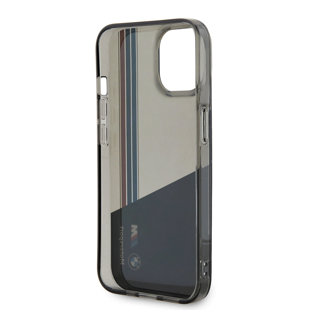 BMW iPhone 14 Orjinal Lisanslı Yarı Transparan M Dizayn Çizgili Telefon Kılıfı BMW iPhone 14 Orjinal Lisanslı Yarı Transparan M Dizayn Çizgili Telefon Kılıfı